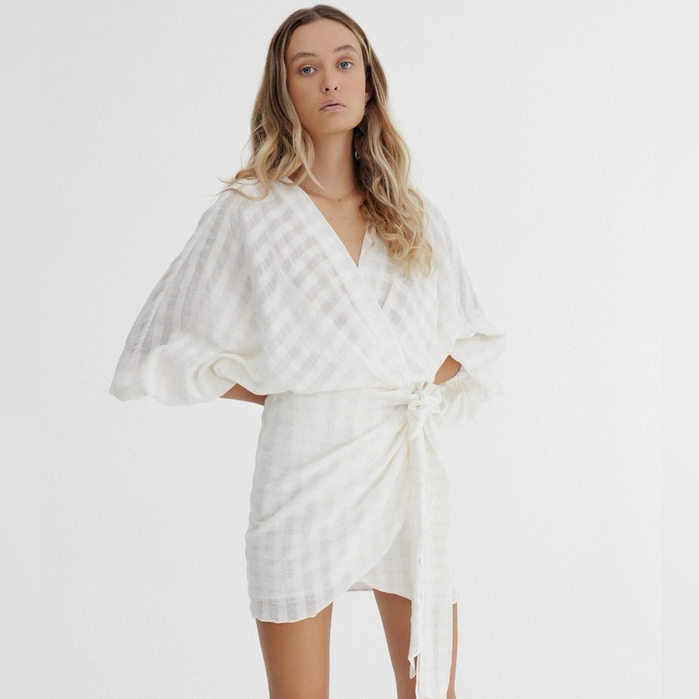 Significant Other Linen Wrap dress
